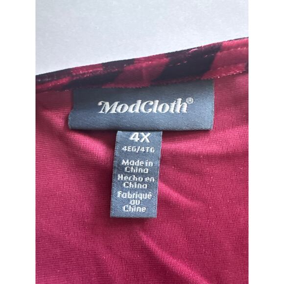 ModCloth Conjuring Magic Velvet Swing Dress Tunic Stripes Red Black Size 4X NWT - Picture 3 of 7